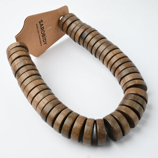 Perle in Legno Naturale Greywood Heishi Naturale 20x5mm - Filo da 24 cm