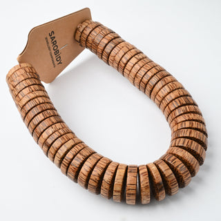 Perle in Legno Naturale Palmwood Heishi Naturale 20x5mm - Filo da 24 cm