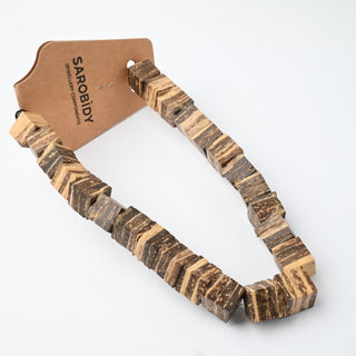 Perle in Legno Naturale Palmwood Cubo Naturale 10mm - Filo da 24 cm