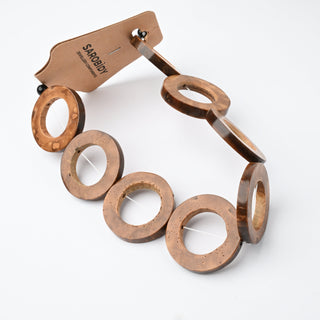 Perle in Legno Naturale Anello Naturale 31mm - Filo da 24 cm