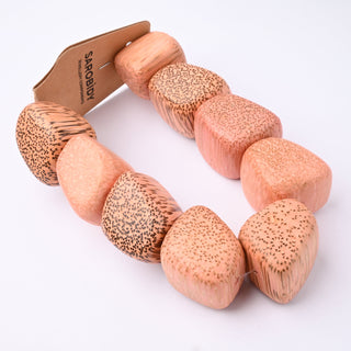 Perle in Legno Naturale Sasso Rosa Salmone 28mm - Filo da 24 cm