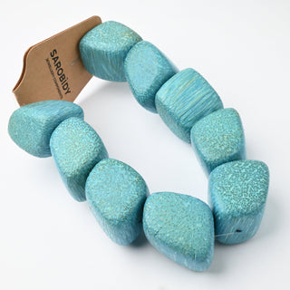 Perle in Legno Naturale Sasso Blu 28mm - Filo da 24 cm