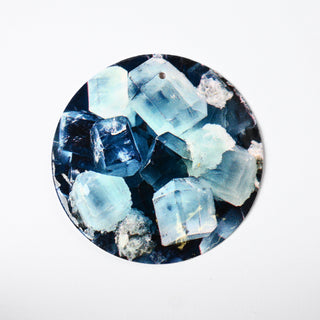 Pendente in Madreperla Cristallo Acquamarina Disco 50mm