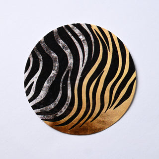 Pendente in Madreperla Effetto Zebrato Oro e Argento Disco 50mm