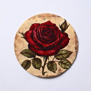 Pendente in Madreperla Bocciolo Rosso Disco 50mm