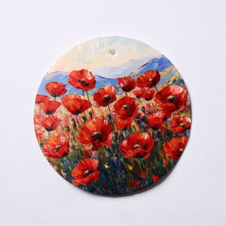 Pendente in Madreperla Papaveri in Montagna Disco 50mm