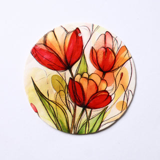 Pendente in Madreperla Tulipani Stilizzati Disco 50mm