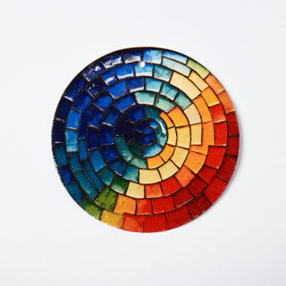 Pendente in Madreperla Mosaico Arcobaleno Disco 50mm