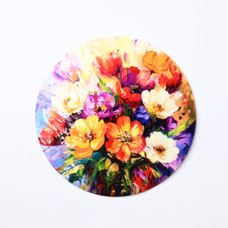 Pendente in Madreperla Bouquet di Fiori Impressionista Disco 50mm