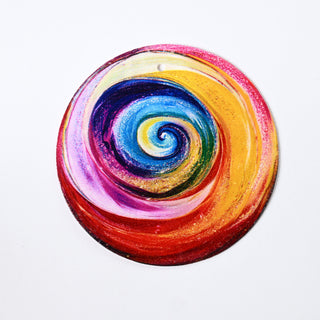 Pendente in Madreperla Vortice di Colori Disco 50mm