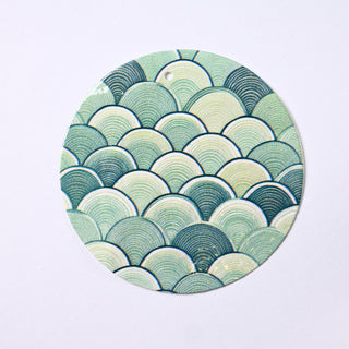 Pendente in Madreperla Pattern Scaglie Verde Mare Disco 50mm