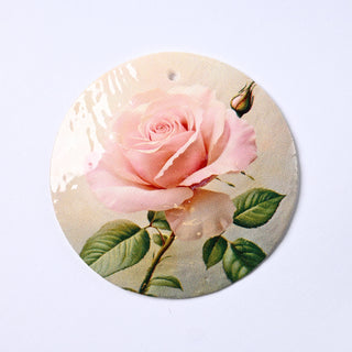Pendente in Madreperla Bocciolo Rosa Disco 50mm