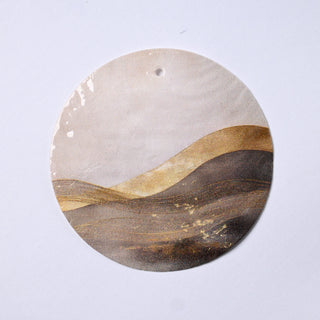 Pendente in Madreperla Onde di Polvere Dorata Disco 50mm