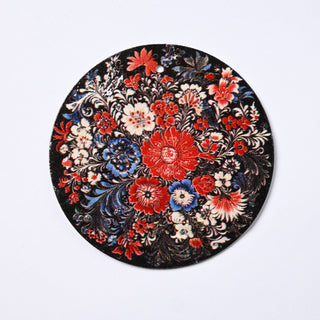 Pendente in Madreperla Fiori Rosso Blu Bianco Disco 50mm