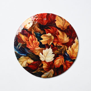 Pendente in Madreperla Foglie d'Autunno Disco 50mm