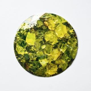 Pendente in Madreperla Cristallo Peridoto Disco 50mm