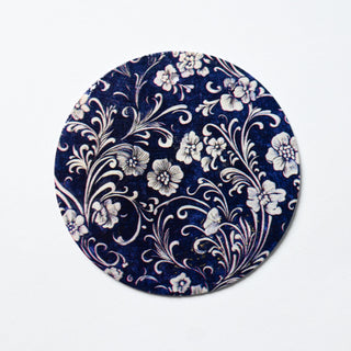 Pendente in Madreperla Pattern Floreale Blu e Bianco Disco 50mm