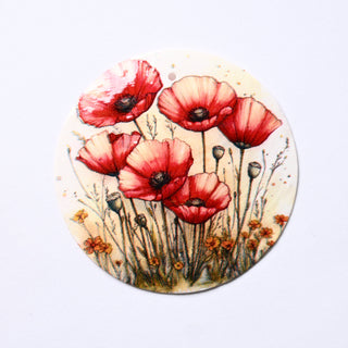 Pendente in Madreperla Papaveri Vintage Disco 50mm