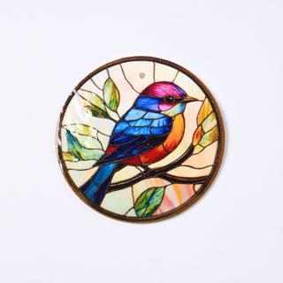 Pendente in Madreperla Hummingbird Stile Glass Disco 40mm