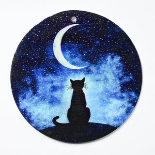 Pendente in Madreperla Gatto Mezzaluna Disco 60mm