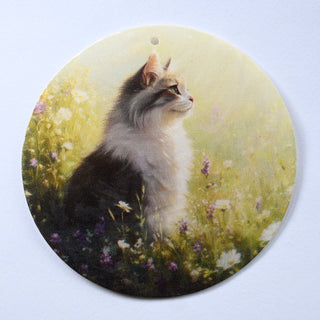 Pendente in Madreperla Gatto nel Campo Disco 60mm