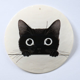 Pendente in Madreperla Cucciolo Gatto Stilizzato Disco 60mm