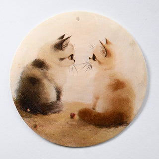 Pendente in Madreperla Gattini Stilizzati Disco 60mm