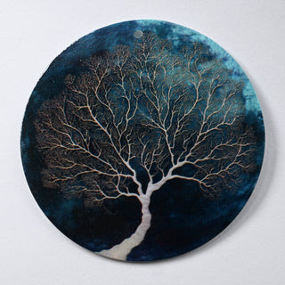 Pendente in Madreperla Albero su Notte Disco 60mm