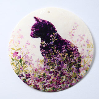 Pendente in Madreperla Gatto e Lavanda Disco 60mm