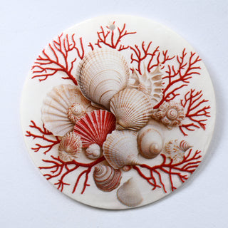 Pendente in Madreperla Conchiglie e Coralli Disco 60mm