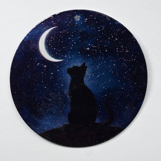 Pendente in Madreperla Gatto e Mezza Luna Disco 60mm