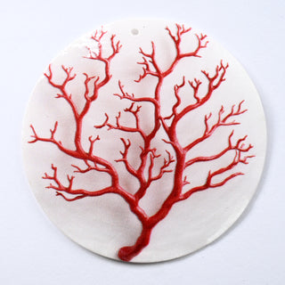 Pendente in Madreperla Corallo Disco 60mm