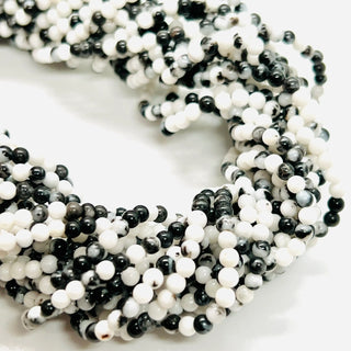 filo di ossidiana naturale colore bianco e nero 2,5 mm - Perle Pietre Dure per Bigiotteria e Gioielli