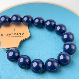 Perle in Resina Tonde 19mm Blu Notte - Filo da 25 cm | Sarobidy