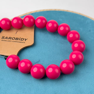 Perle in Resina Tonde 17mm Fucsia - Filo da 25 cm | Sarobidy