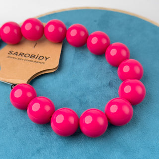 Perle in Resina Tonde 19mm Fucsia - Filo da 25 cm | Sarobidy