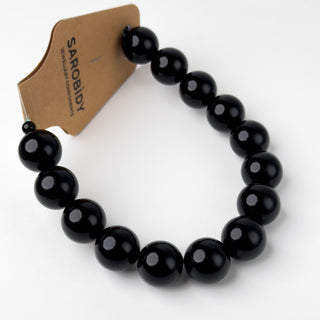 Perle in Resina Tonde 17mm Nero - Filo da 25 cm | Sarobidy