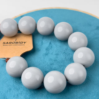 Perle in Resina Tonde 24mm Grigio - Filo da 25 cm | Sarobidy