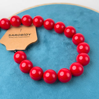 Perle in Resina Tonde 15mm Rosso Chiaro - Filo da 25 cm | Sarobidy