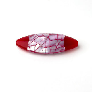 Perla Navetta Rosso Papavero 45x17mm - Fiori di Mosaico