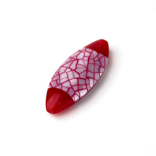 Perla Navetta Rosso Papavero 45x17mm - Fiori di Mosaico
