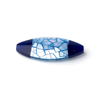 Perla Navetta Blu Fiordaliso 45x17mm - Fiori di Mosaico