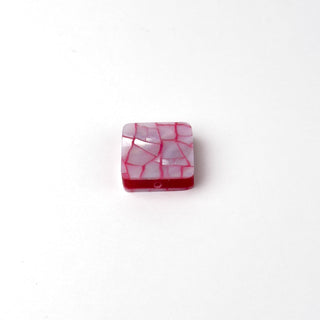 Perla Quadrato Rosso Papavero 15mm - Fiori di Mosaico