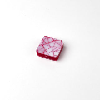 Perla Quadrato Rosso Papavero 15mm - Fiori di Mosaico