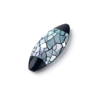 Perla Navetta Grigio Muschio 45x17mm - Fiori di Mosaico