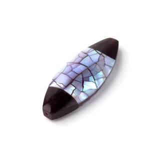 Perla Navetta Bordeaux Rosa Nera 45x17mm - Fiori di Mosaico