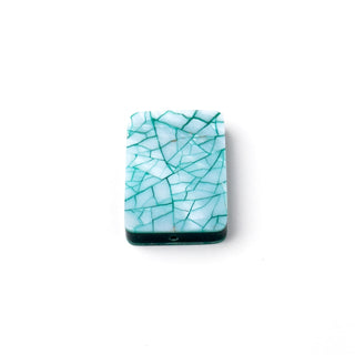 Perla Rettangolo Verde Felce 28x18mm - Fiori di Mosaico