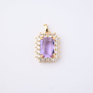 Pendente Zirconi Effetto Ametista Ovale 17x13mm - Pendenti e Ciondoli per Bigiotteria e Gioielli fai da te
