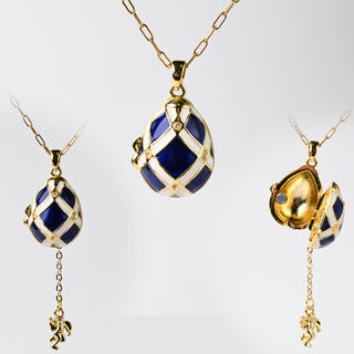 Medaglione Ovetto del Tesoro Bianco e Blu 19x14mm