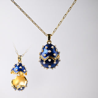 Medaglione Ovetto del Tesoro Blu 19x14mm